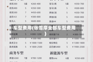 车型费用(张雪摩全部车型费用)