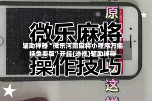 辅助神器“微乐河南麻将小程序万能挂免费版”开挂(透视)辅助神器