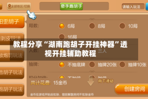 教程分享“湖南跑胡子开挂神器”透视开挂辅助教程