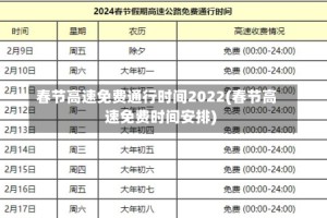 春节高速免费通行时间2022(春节高速免费时间安排)