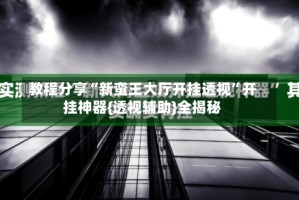 教程分享“新蛮王大厅开挂透视”开挂神器{透视辅助}全揭秘