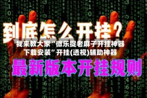 我来教大家“微乐捉老麻子开挂神器下载安装”开挂(透视)辅助神器