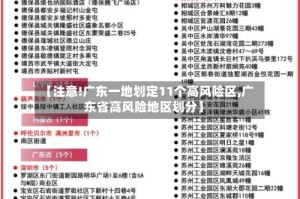 【注意!广东一地划定11个高风险区,广东省高风险地区划分】