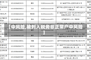 【中风险,被列入税务非正常户中风险】