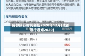 成都限行时间新规2020年12月(成都限行通知2020)
