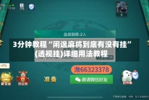3分钟教程“闲逸麻将到底有没有挂”(透视挂)详细用法教程