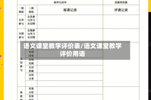 语文课堂教学评价表/语文课堂教学评价用语