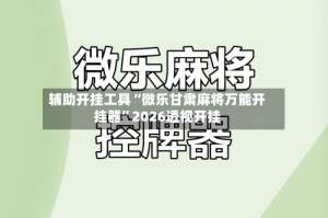 辅助开挂工具“微乐甘肃麻将万能开挂器”2026透视开挂