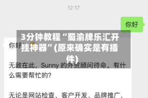 3分钟教程“蜀渝牌乐汇开挂神器”(原来确实是有插件)