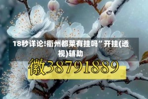 18秒详论!衢州都莱有挂吗”开挂(透视)辅助