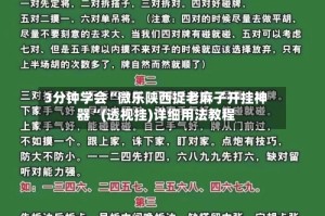 3分钟学会“微乐陕西捉老麻子开挂神器“(透视挂)详细用法教程
