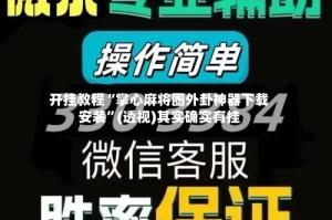 开挂教程“掌心麻将圈外卦神器下载安装”(透视)其实确实有挂