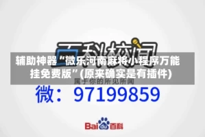 辅助神器“微乐河南麻将小程序万能挂免费版”(原来确实是有插件)