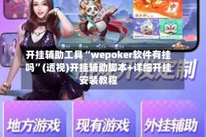 开挂辅助工具“wepoker软件有挂吗”(透视)开挂辅助脚本+详细开挂安装教程