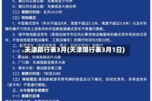 天津限行表3月(天津限行表3月1日)
