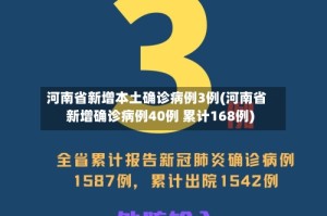 河南省新增本土确诊病例3例(河南省新增确诊病例40例 累计168例)