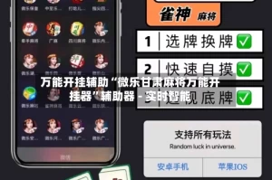 万能开挂辅助“微乐甘肃麻将万能开挂器”辅助器 - 实时智能
