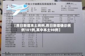 【昨日新增本土病例,昨日新增确诊病例101例,其中本土98例】