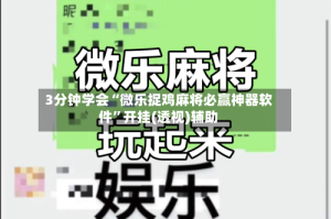 3分钟学会“微乐捉鸡麻将必赢神器软件”开挂(透视)辅助