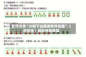 软件分享“大树下汕尾麻将开挂器”（透视挂）辅助神器教程