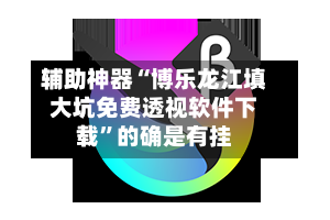 辅助神器“博乐龙江填大坑免费透视软件下载”的确是有挂