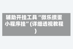 辅助开挂工具“微乐掼蛋小程序挂”(详细透视教程)
