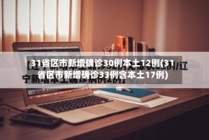 31省区市新增确诊30例本土12例(31省区市新增确诊33例含本土17例)
