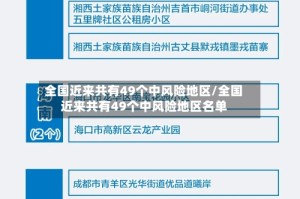 全国近来共有49个中风险地区/全国近来共有49个中风险地区名单