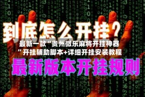 最新一款“贵州微乐麻将开挂神器”开挂辅助脚本+详细开挂安装教程