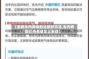 【去除车内异味的比较好方法,车内有腐烂肉臭味怎么去除】