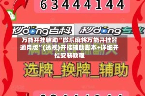 万能开挂辅助“微乐麻将万能开挂器通用版”(透视)开挂辅助脚本+详细开挂安装教程