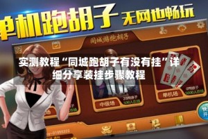 实测教程“同城跑胡子有没有挂”详细分享装挂步骤教程