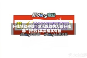 开挂辅助神器“微乐跑得快万能开挂器”(透视)其实确实有挂