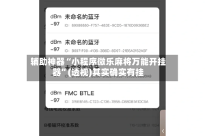 辅助神器“小程序微乐麻将万能开挂器”(透视)其实确实有挂