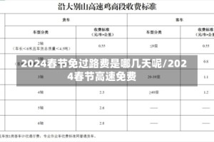 2024春节免过路费是哪几天呢/2024春节高速免费