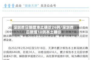 深圳昨日新增本土确诊26例/深圳昨日新增10例本土确诊