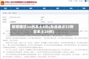 新增确诊30例本土8例(新增确诊32例含本土28例)