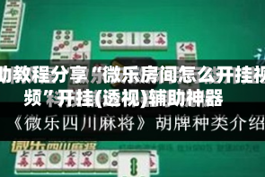 辅助教程分享“微乐房间怎么开挂视频”开挂(透视)辅助神器