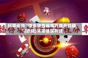 玩家必知“微乐陕西麻将万能开挂器”(透视)其实确实有挂