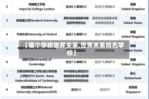 【哪个学校世界关系,世界关系排名学校】