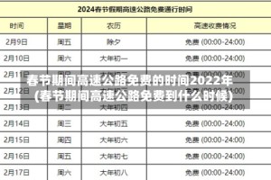 春节期间高速公路免费的时间2022年(春节期间高速公路免费到什么时候)