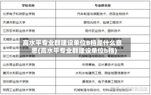 高水平专业群建设单位B档是什么意思(高水平专业群建设单位b档)-第1张图片