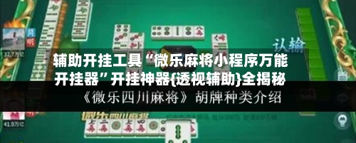 辅助开挂工具“微乐麻将小程序万能开挂器”开挂神器{透视辅助}全揭秘-第2张图片