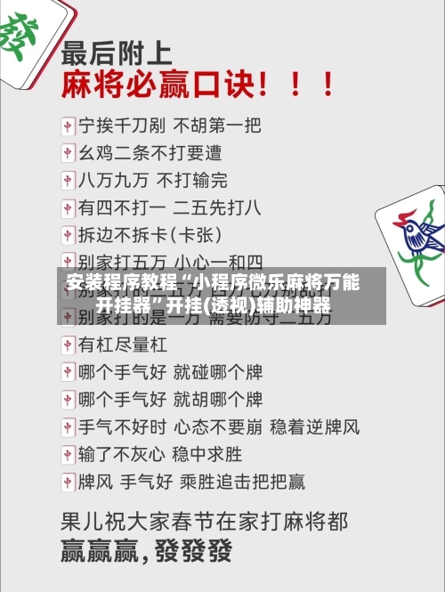 安装程序教程“小程序微乐麻将万能开挂器”开挂(透视)辅助神器-第3张图片