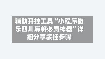 辅助开挂工具“小程序微乐四川麻将必赢神器	”详细分享装挂步骤-第2张图片