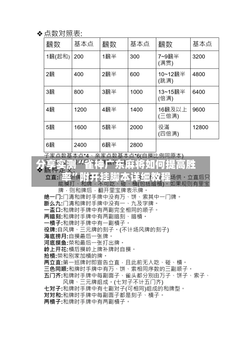 分享实测“雀神广东麻将如何提高胜率	”附开挂脚本详细教程-第1张图片