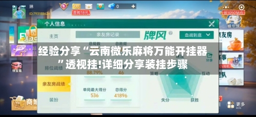 经验分享“云南微乐麻将万能开挂器	”透视挂!详细分享装挂步骤-第1张图片