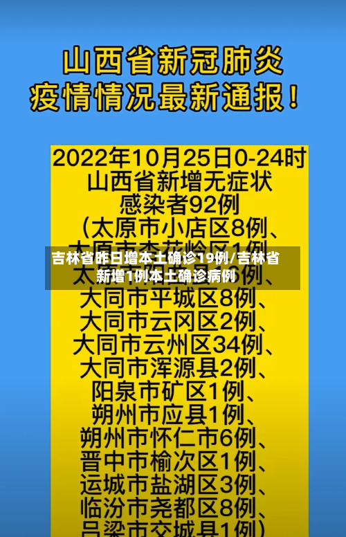 吉林省昨日增本土确诊19例/吉林省新增1例本土确诊病例-第1张图片