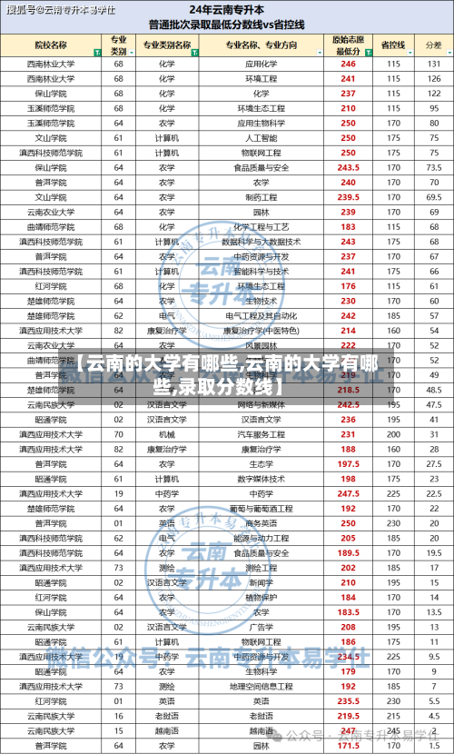 【云南的大学有哪些,云南的大学有哪些,录取分数线】-第1张图片