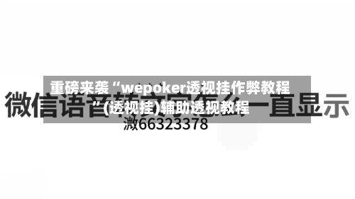 重磅来袭“wepoker透视挂作弊教程”(透视挂)辅助透视教程-第1张图片